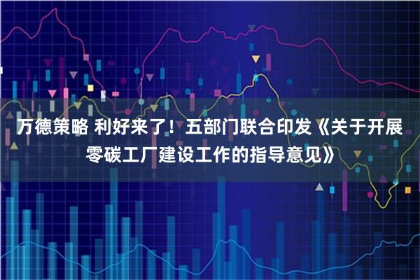 万德策略 利好来了！五部门联合印发《关于开展零碳工厂建设工作的指导意见》
